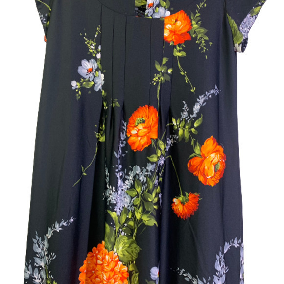 TROPICANA Vintage Black Floral Hawaiian Mumu Dress‎ - Picture 6 of 13